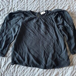 Universal Thread L Black Puffed Sleeves Blouse